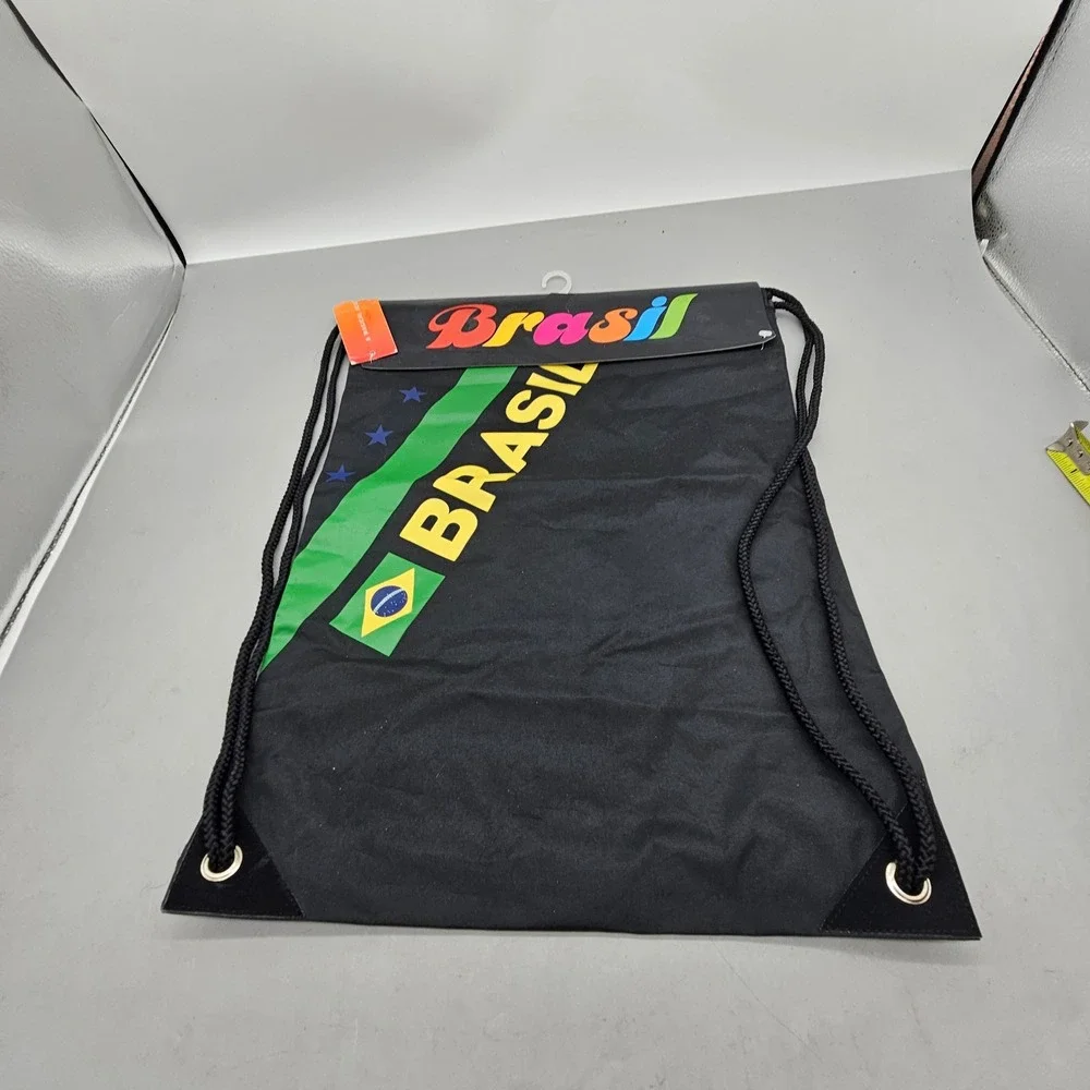 Macy's Brasil Drawstring Backpack Black Cinch Bag Brazil Flag Graphic PLZZ5666